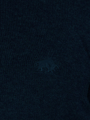 MNDF Knitted Cotton Cashmere Quarter Zip - Navy