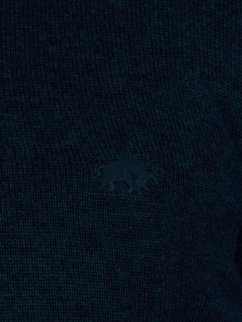 MNDF Knitted Cotton Cashmere Quarter Zip - Navy