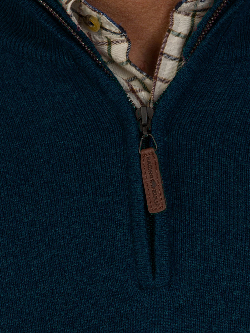 MNDF Knitted Cotton Cashmere Quarter Zip - Navy