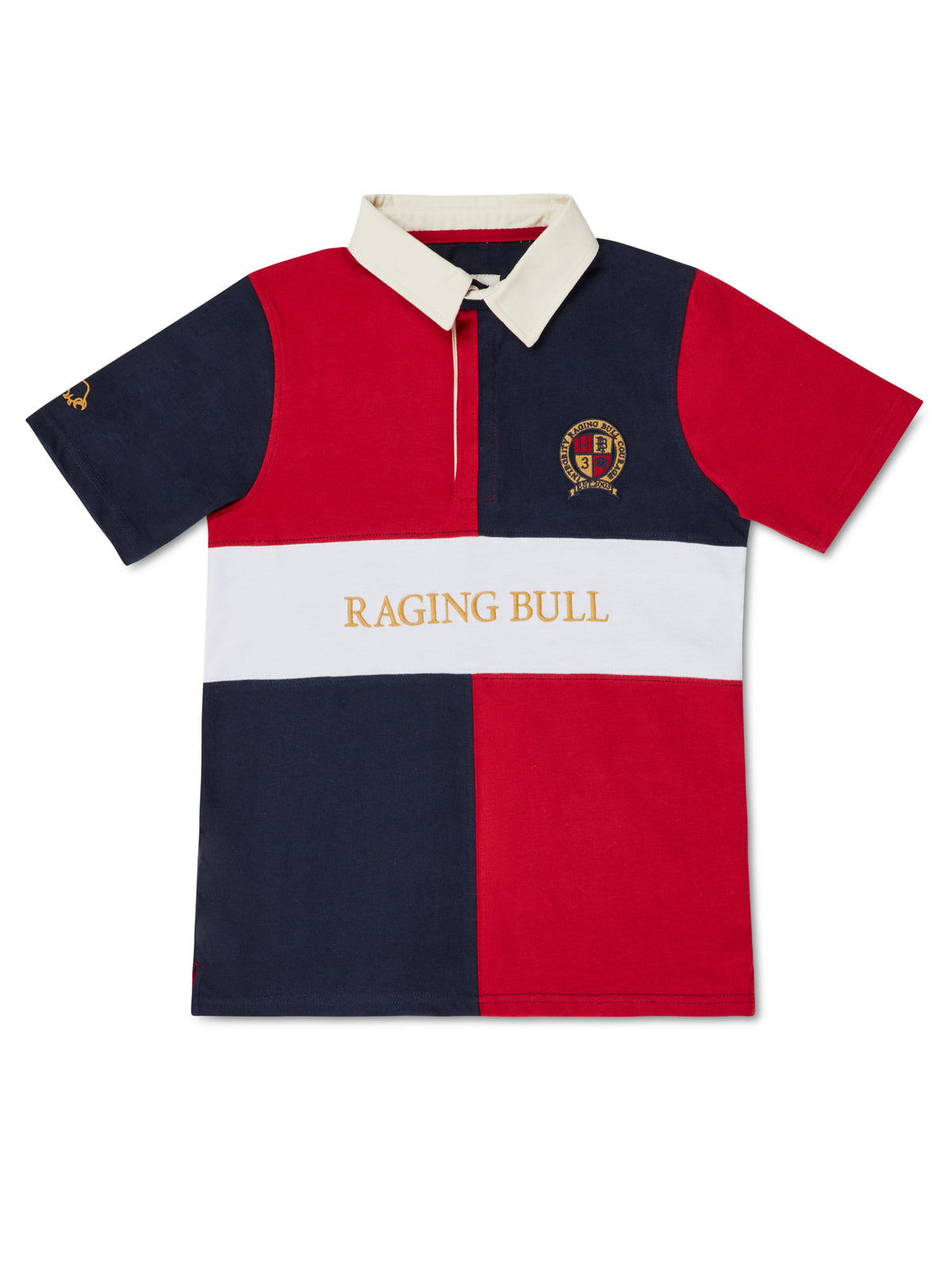 Short Sleeve Harlequin Embroidered Rugby - Red