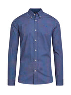 Long Sleeve Geo Print Shirt - Navy