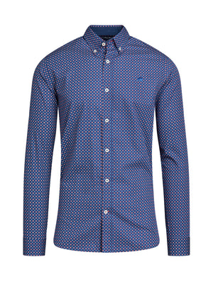 Long Sleeve Geo Print Shirt - Navy