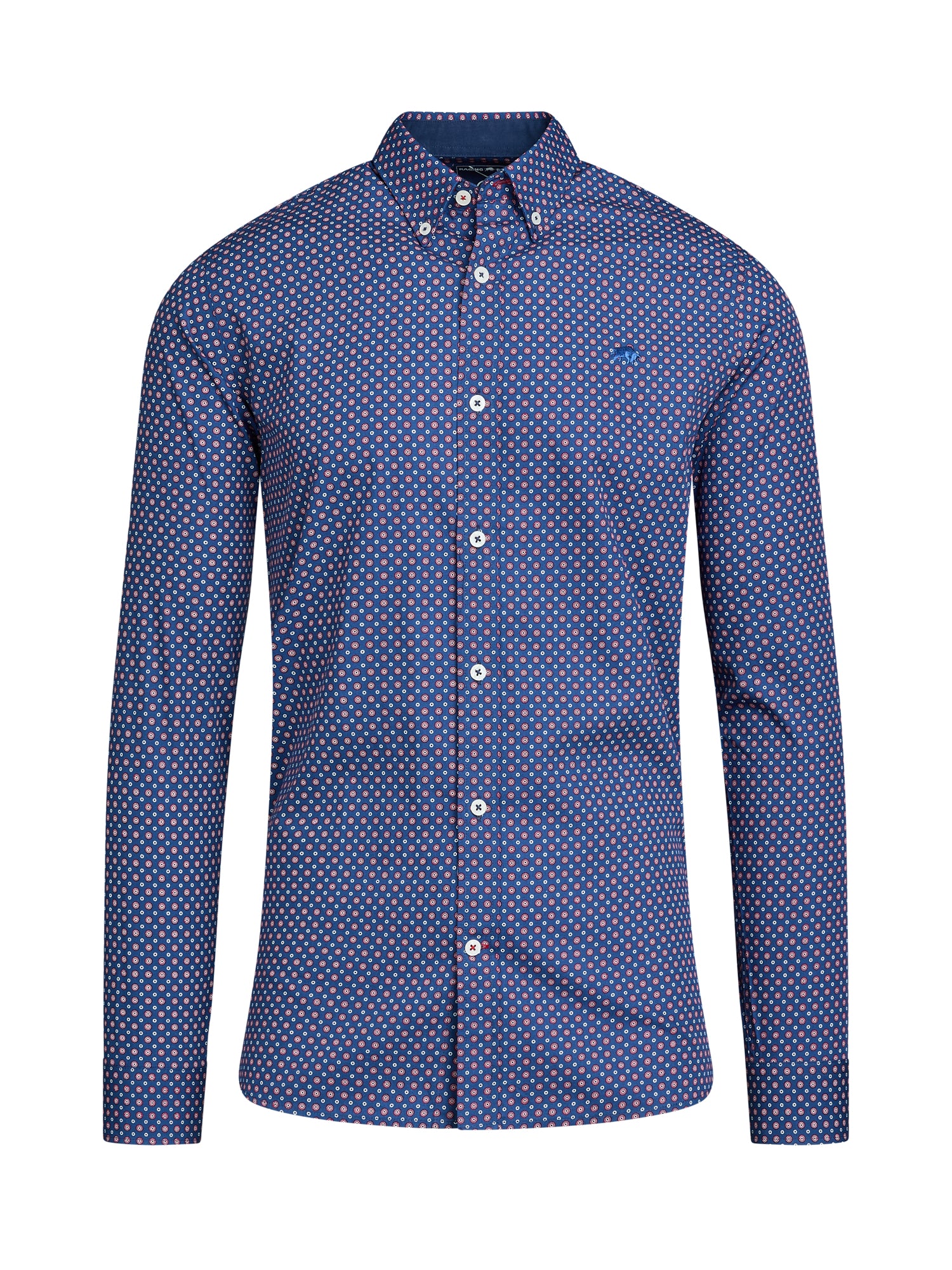 Long Sleeve Geo Print Shirt - Navy