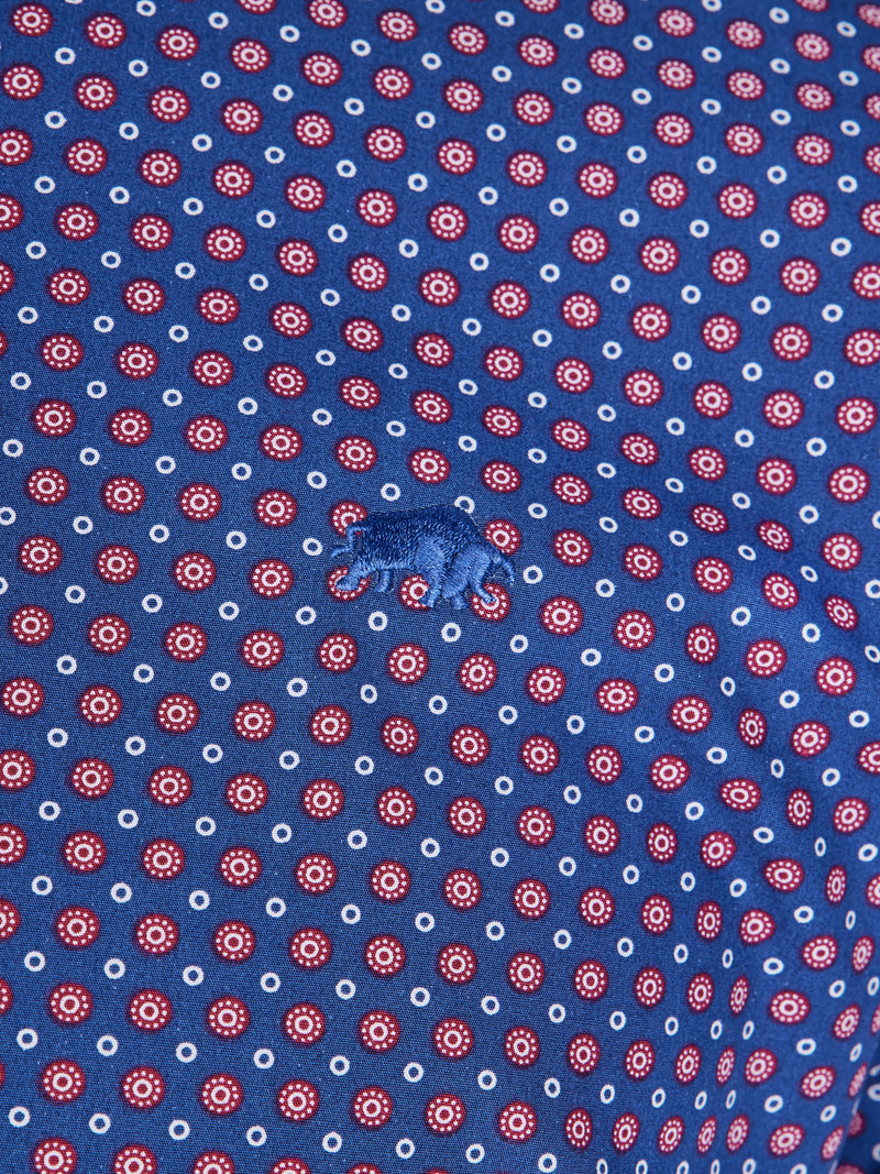 Long Sleeve Geo Print Shirt - Navy
