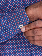 Long Sleeve Geo Print Shirt - Navy