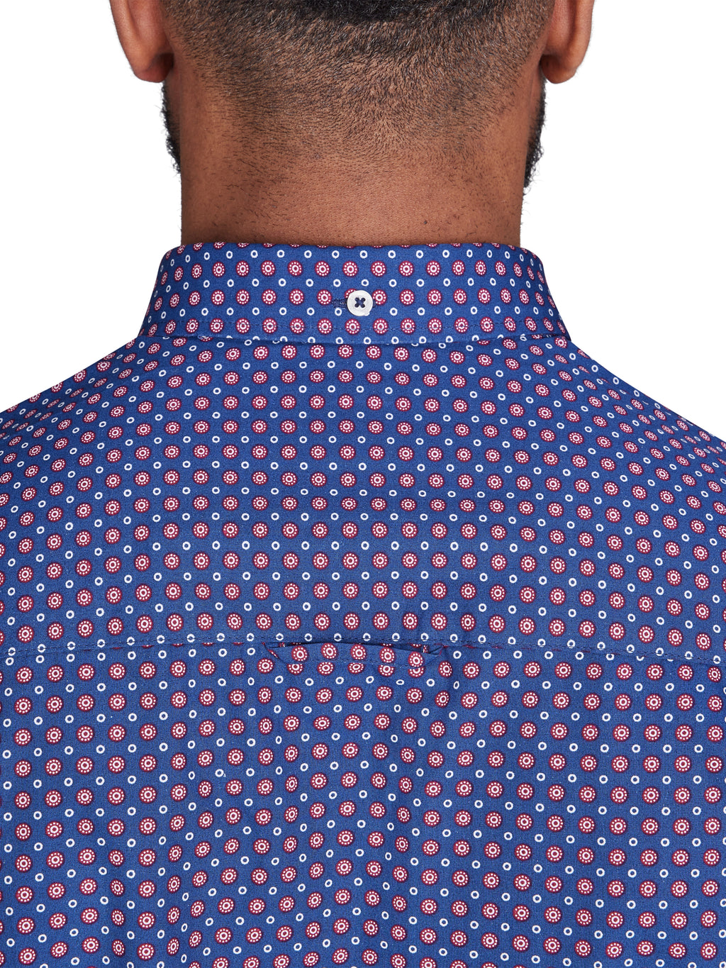 Long Sleeve Geo Print Shirt - Navy