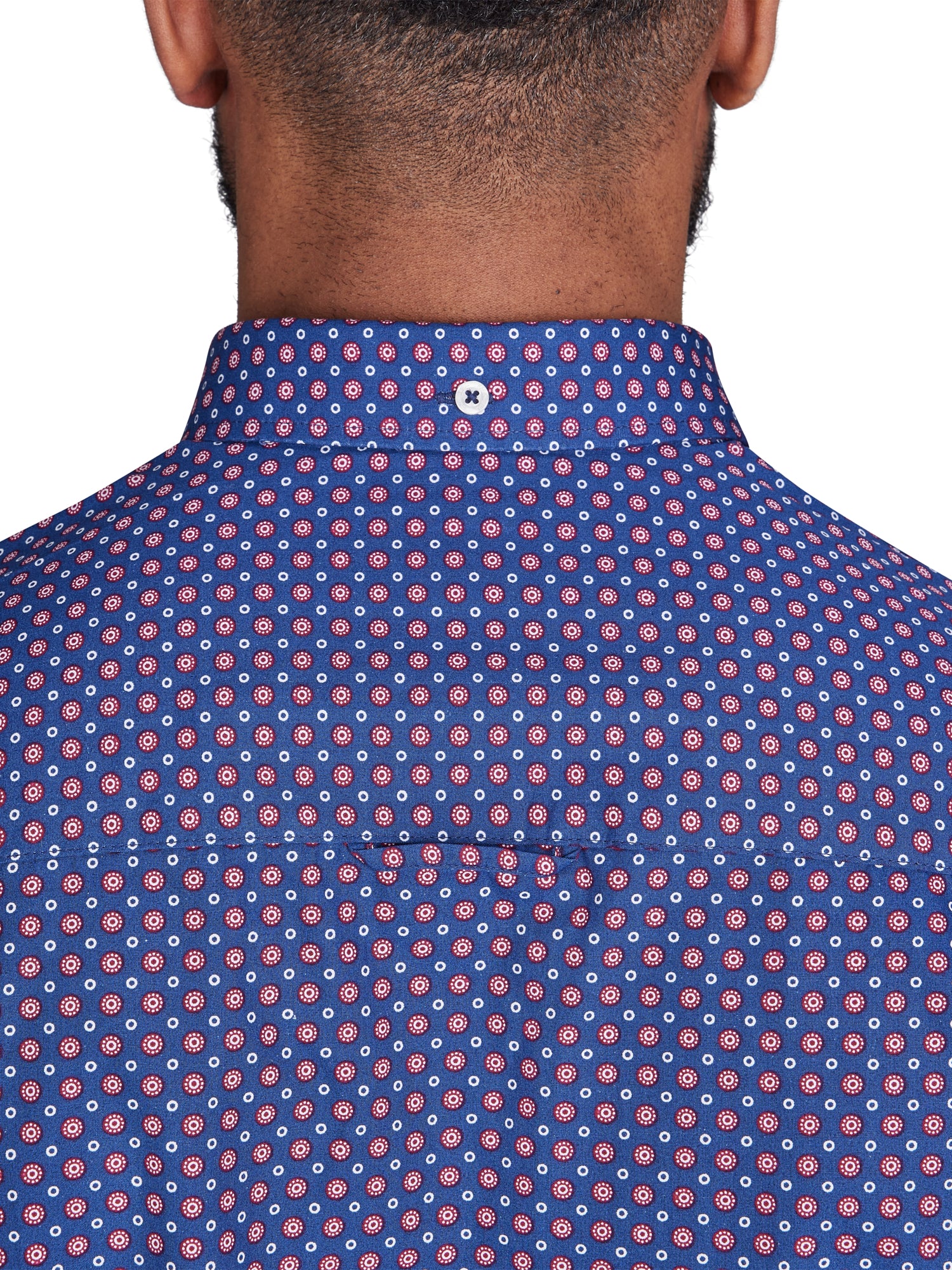 Long Sleeve Geo Print Shirt - Navy
