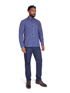 Long Sleeve Geo Print Shirt - Navy