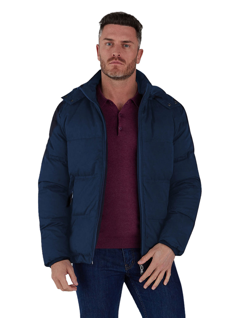 Hooded Puffer Jacket - Navy