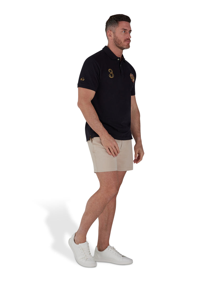 Heritage Crest Pique Polo - Black