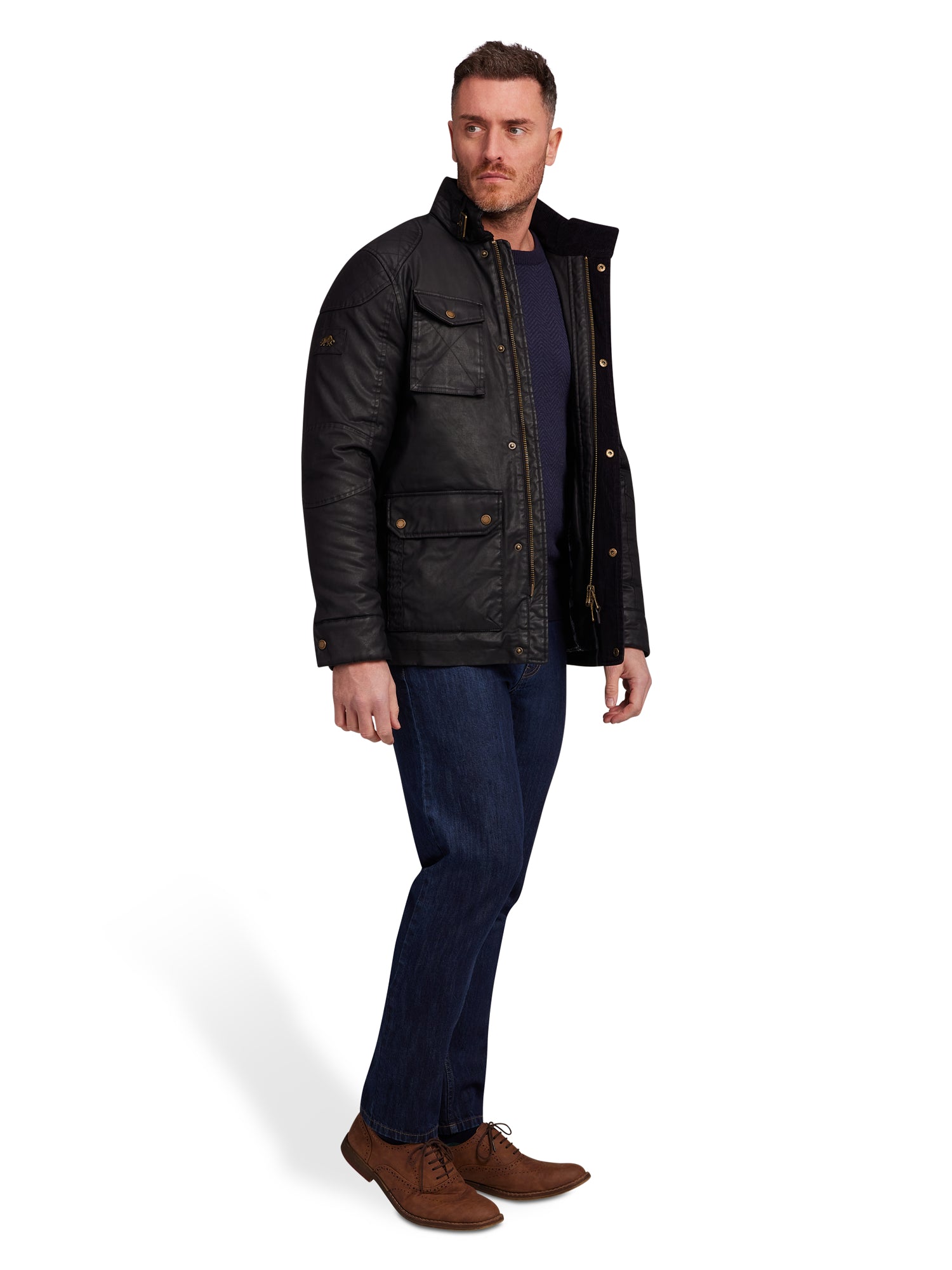 Wax Effect Jacket Black Raging Bull Clothing