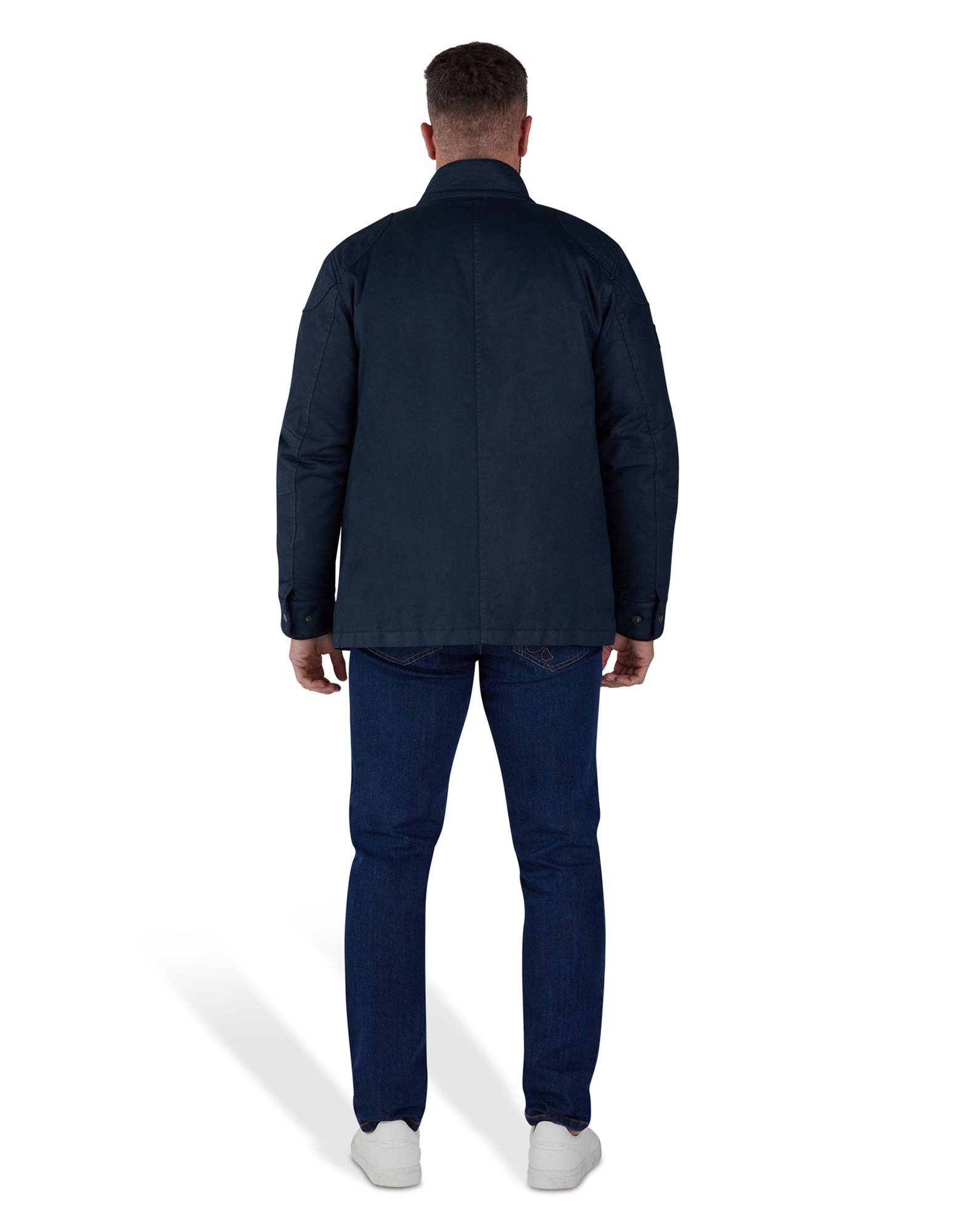 Wax Effect Jacket Navy Raging Bull Clothing