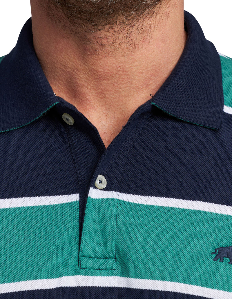 Stripe Polo  - Green