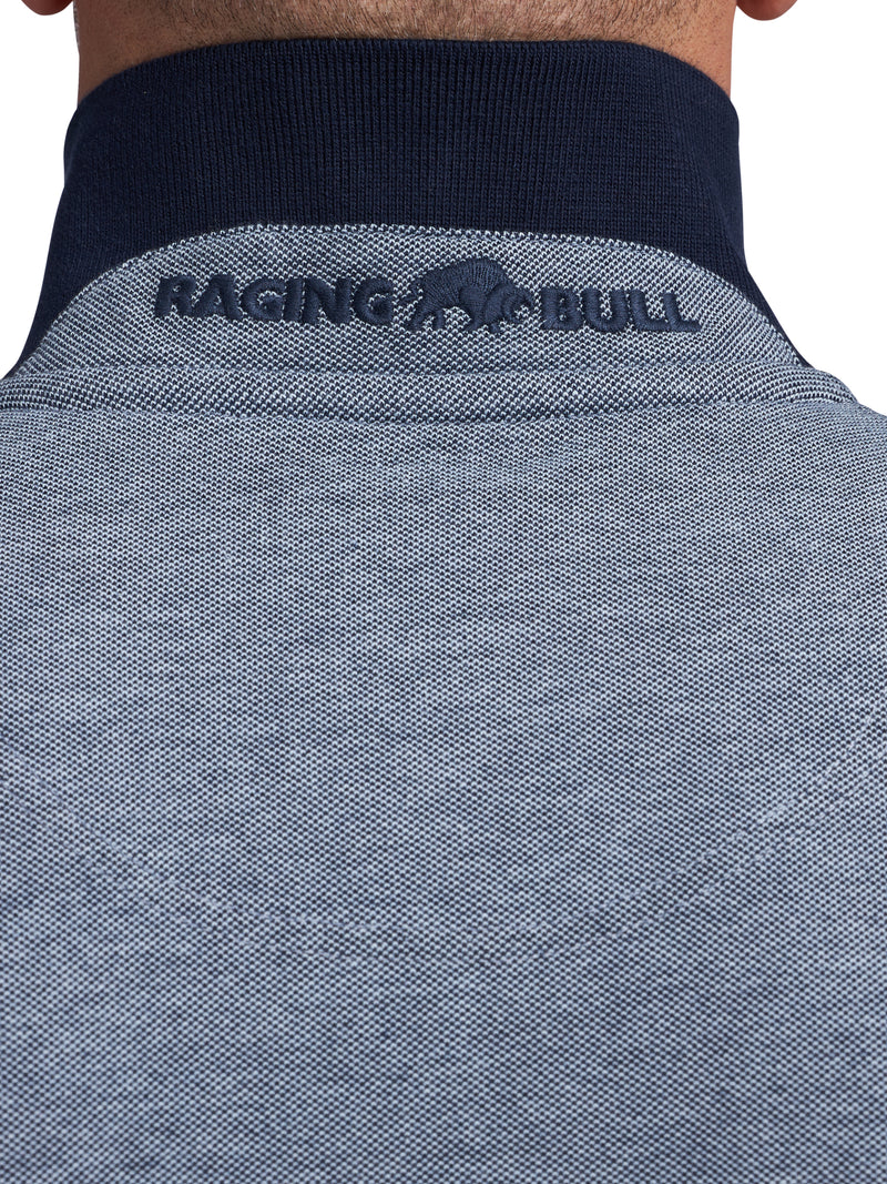 2 Tone Pique Polo - Navy