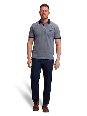 2 Tone Pique Polo - Navy