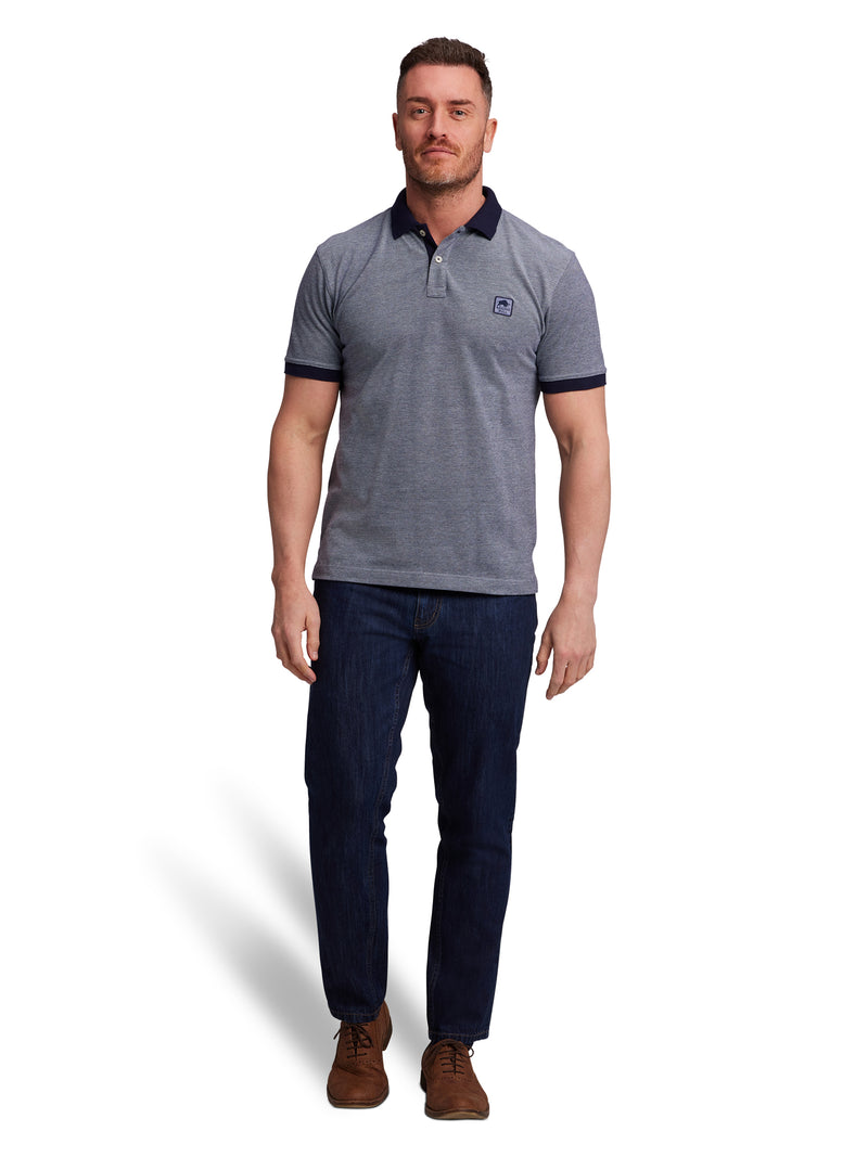 2 Tone Pique Polo - Navy