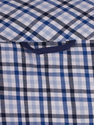 Long Sleeve Brushed Cotton Gingham Shirt - Sky Blue
