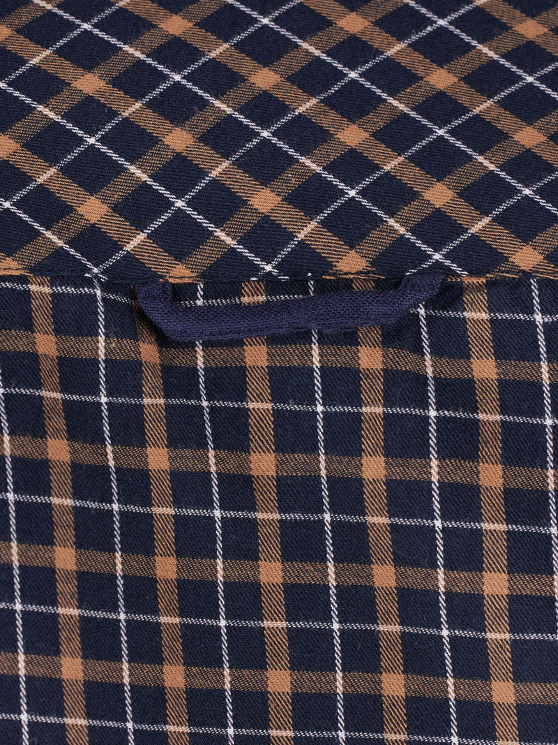 Long Sleeve Brushed Cotton Tattersall Shirt - Navy