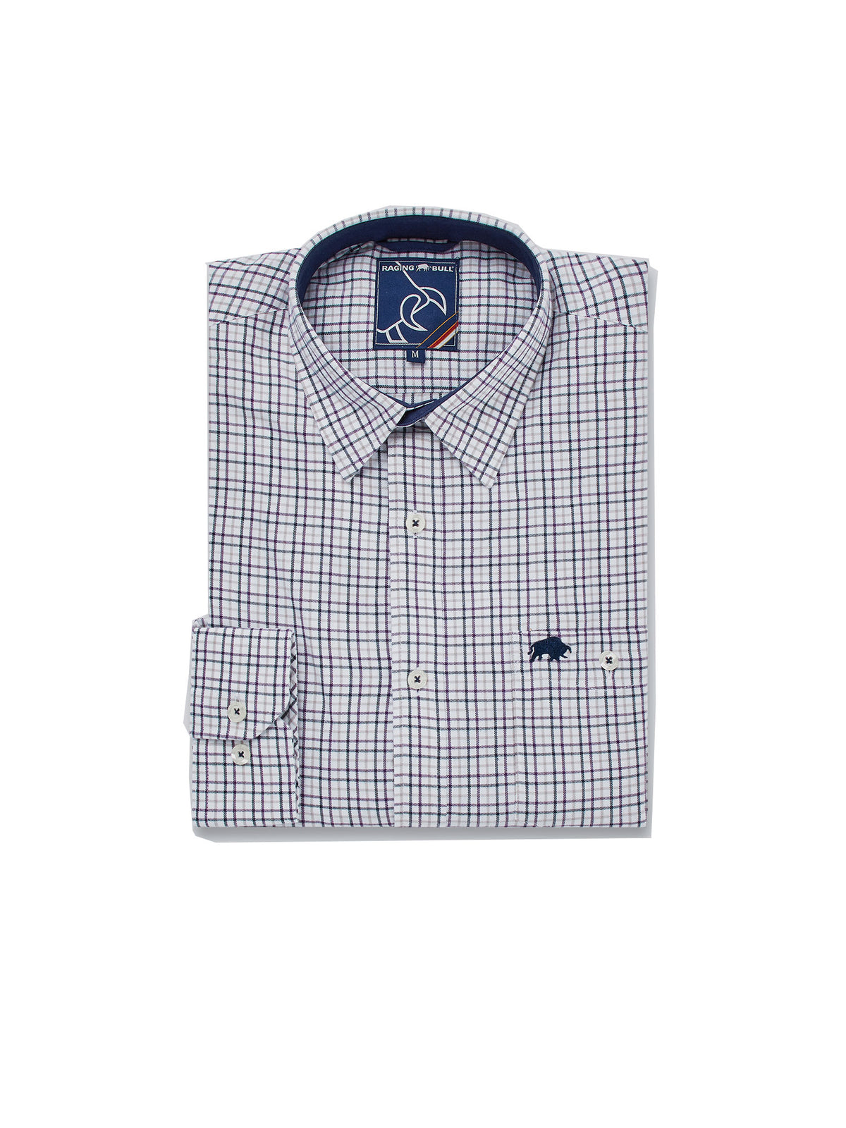 Long Sleeve Brushed Twill Tattersall Shirt - Purple