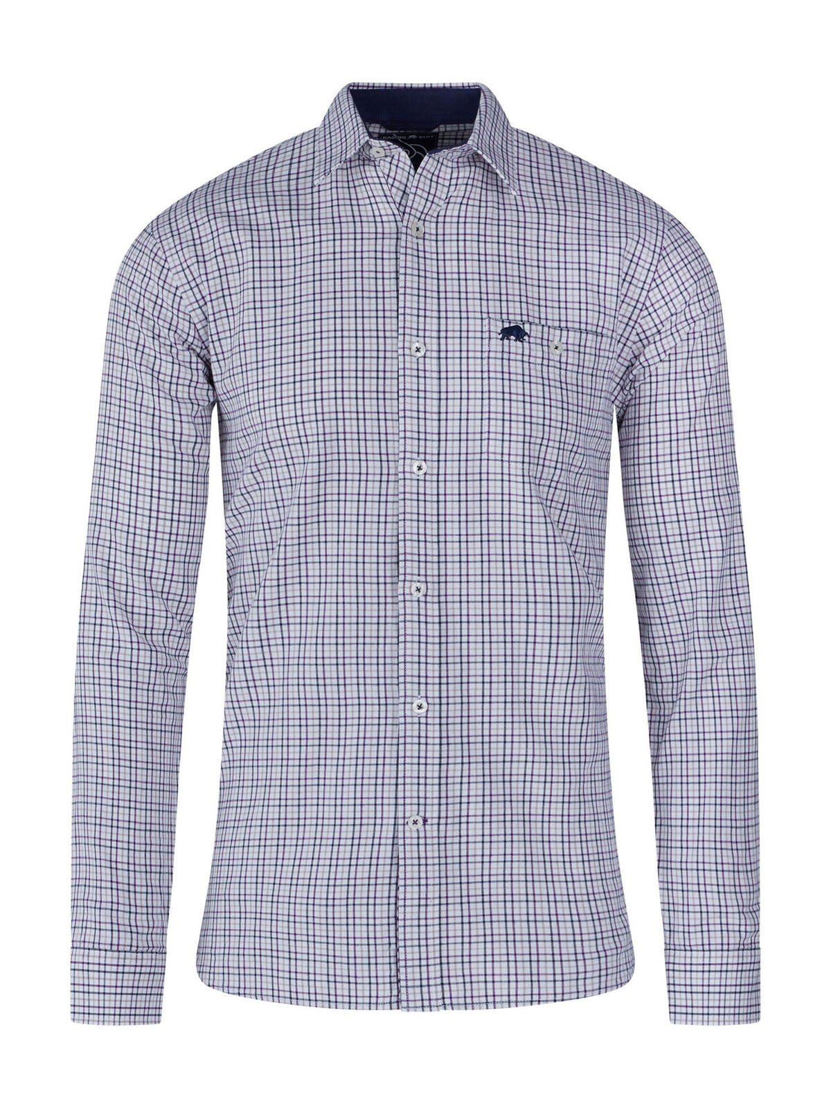 Long Sleeve Brushed Twill Tattersall Shirt - Purple