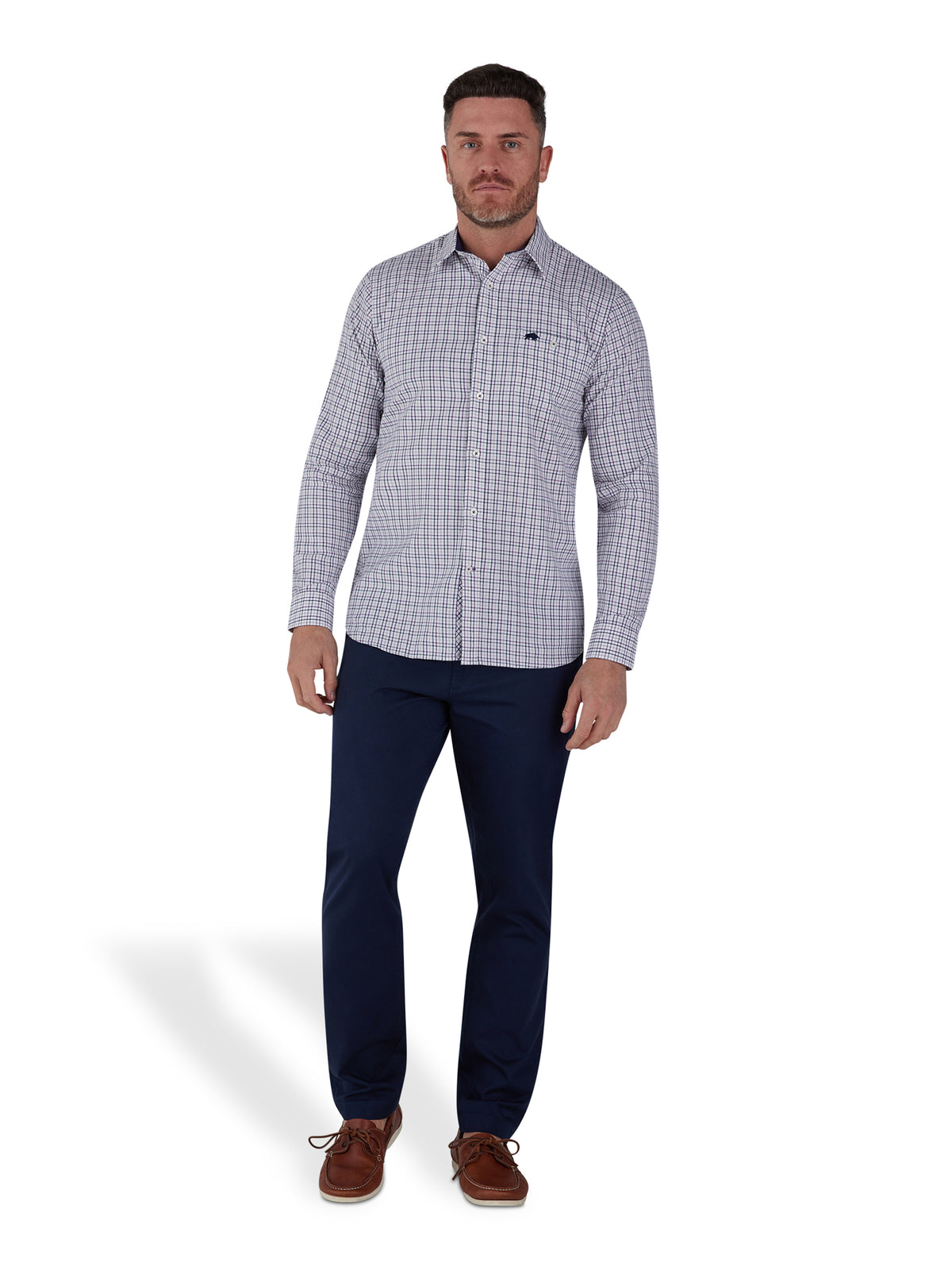 Long Sleeve Brushed Twill Tattersall Shirt - Purple