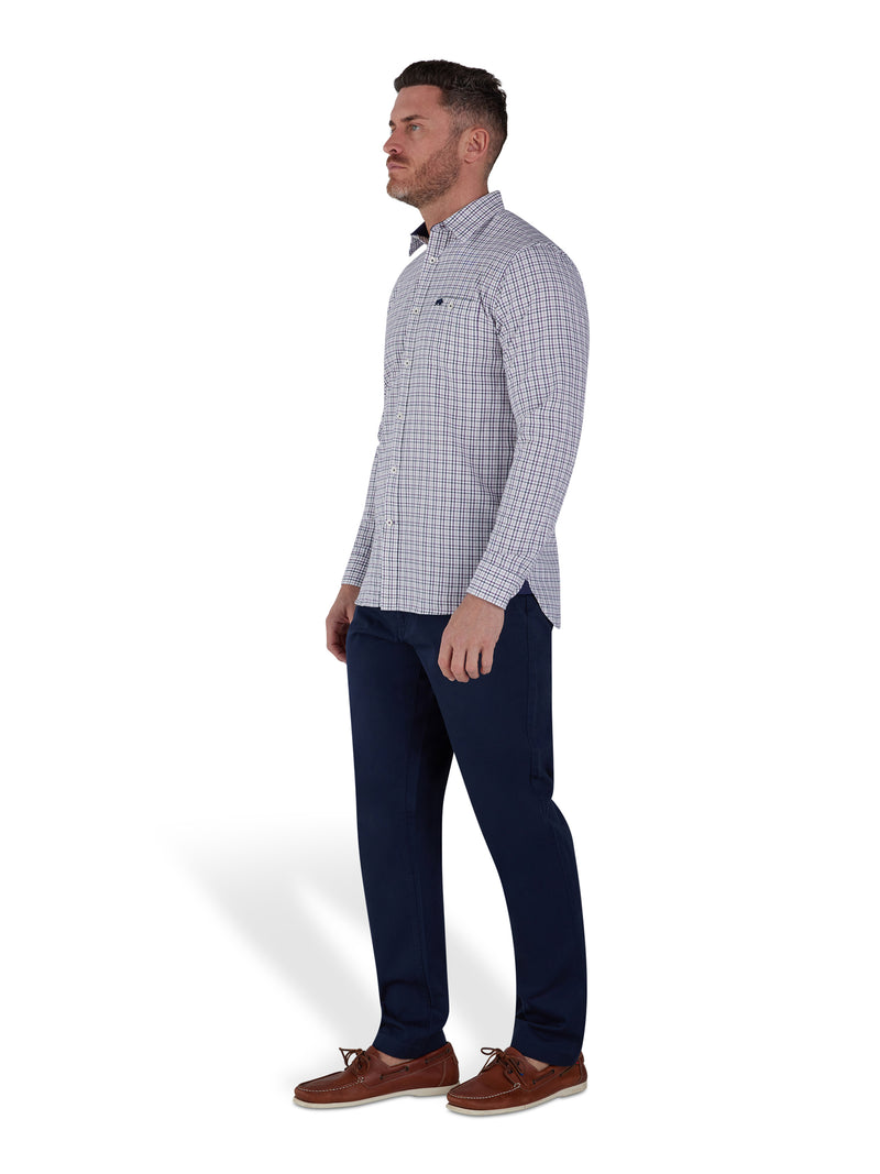 Long Sleeve Brushed Twill Tattersall Shirt - Purple