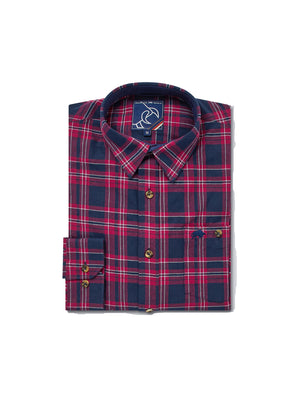 Long Sleeve Heavy Brushed Twill Plaid Shirt - Claret