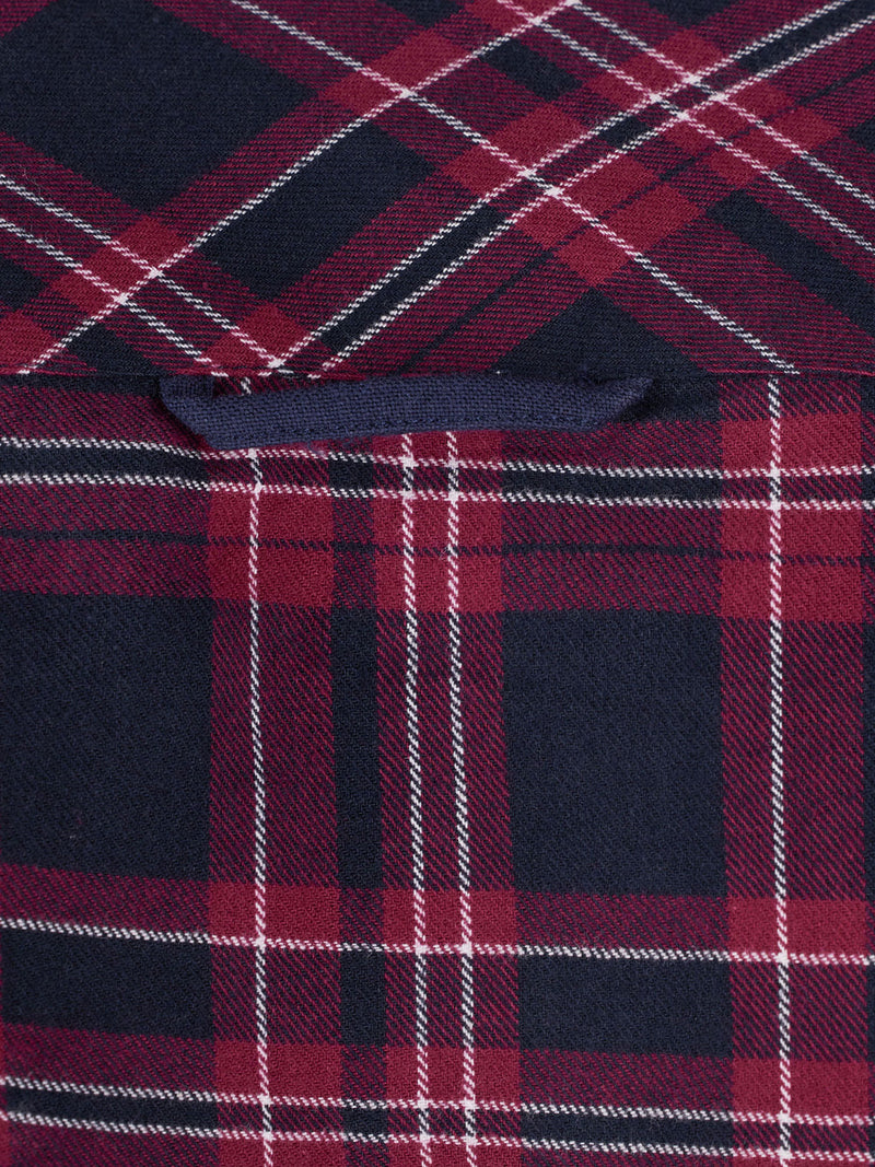 Long Sleeve Heavy Brushed Twill Plaid Shirt - Claret – Raging Bull Clothing