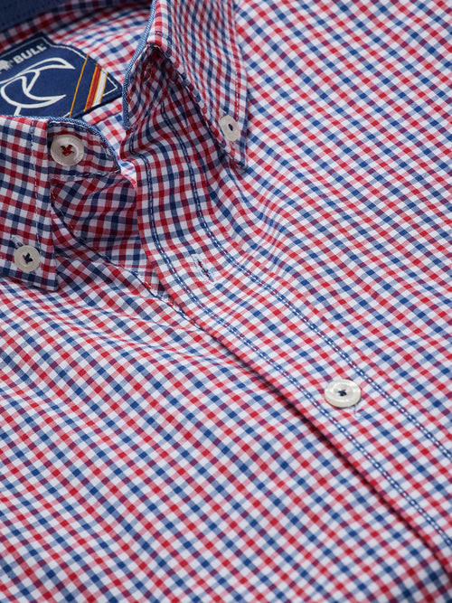 Long Sleeve Multi Gingham Shirt - Red