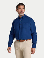 Soft Brushed Melange Twill Shirt - Long Sleeve - Navy