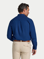 Soft Brushed Melange Twill Shirt - Long Sleeve - Navy