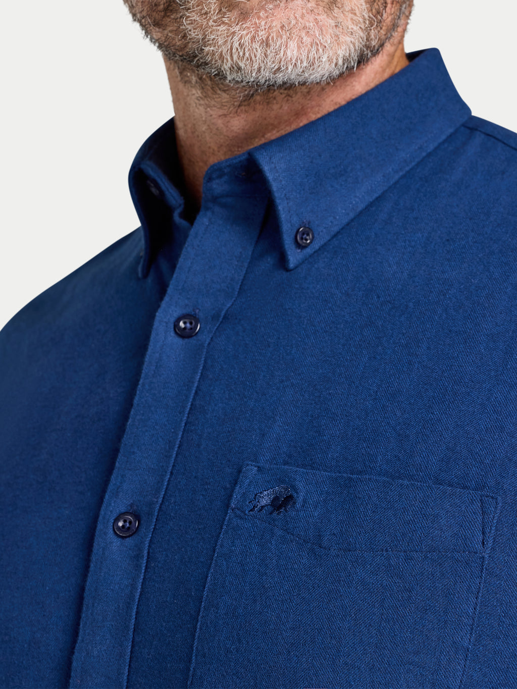 Soft Brushed Melange Twill Shirt - Long Sleeve - Navy