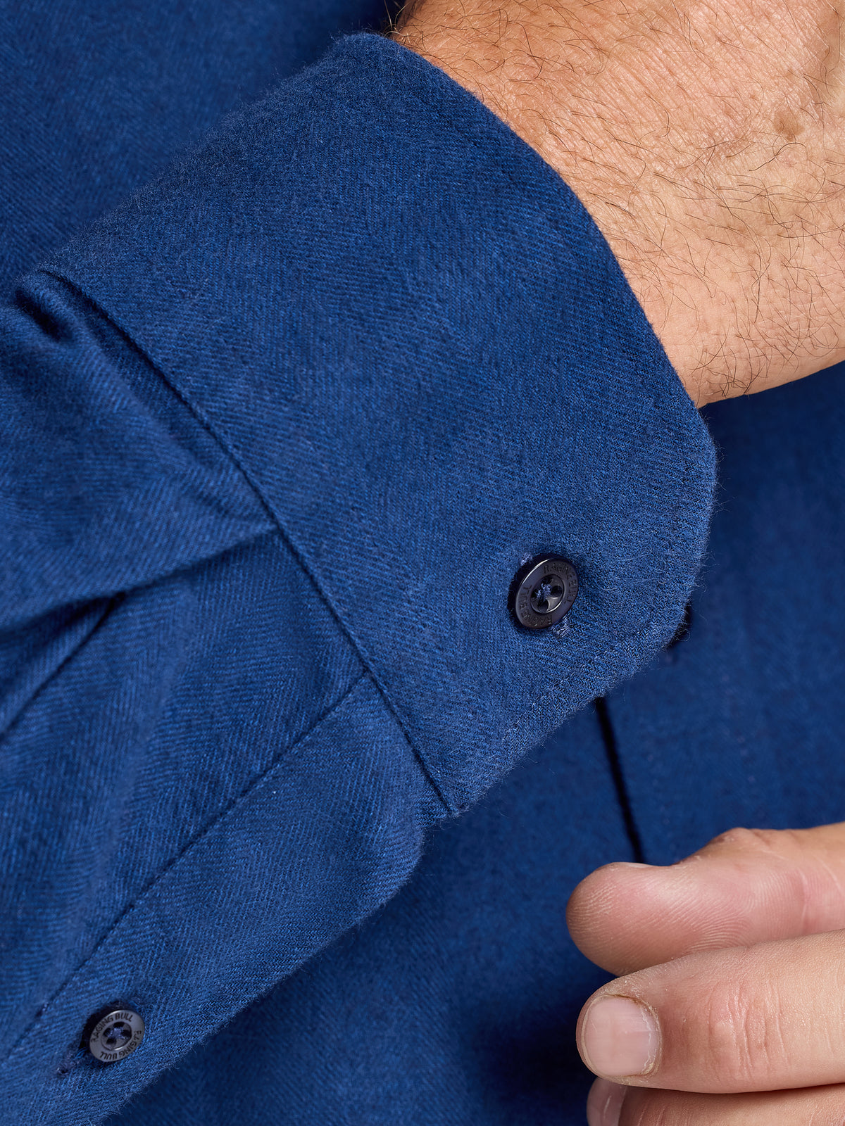 Soft Brushed Melange Twill Shirt - Long Sleeve - Navy
