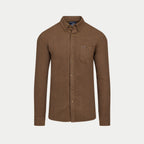 Long Sleeve Brushed Two Tone Bold Herringbone Shirt - Brown