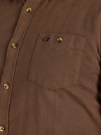 Long Sleeve Brushed Two Tone Bold Herringbone Shirt - Brown