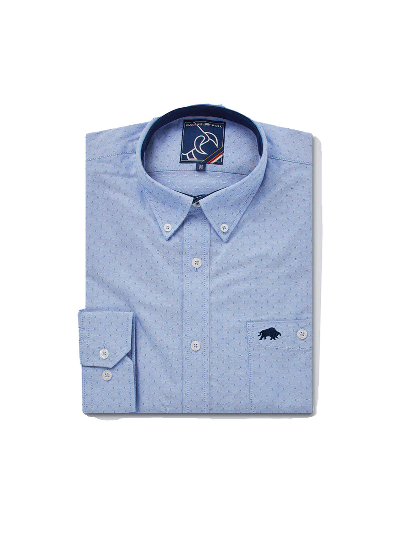 Long Sleeve Geometric Dobby Shirt - Sky Blue