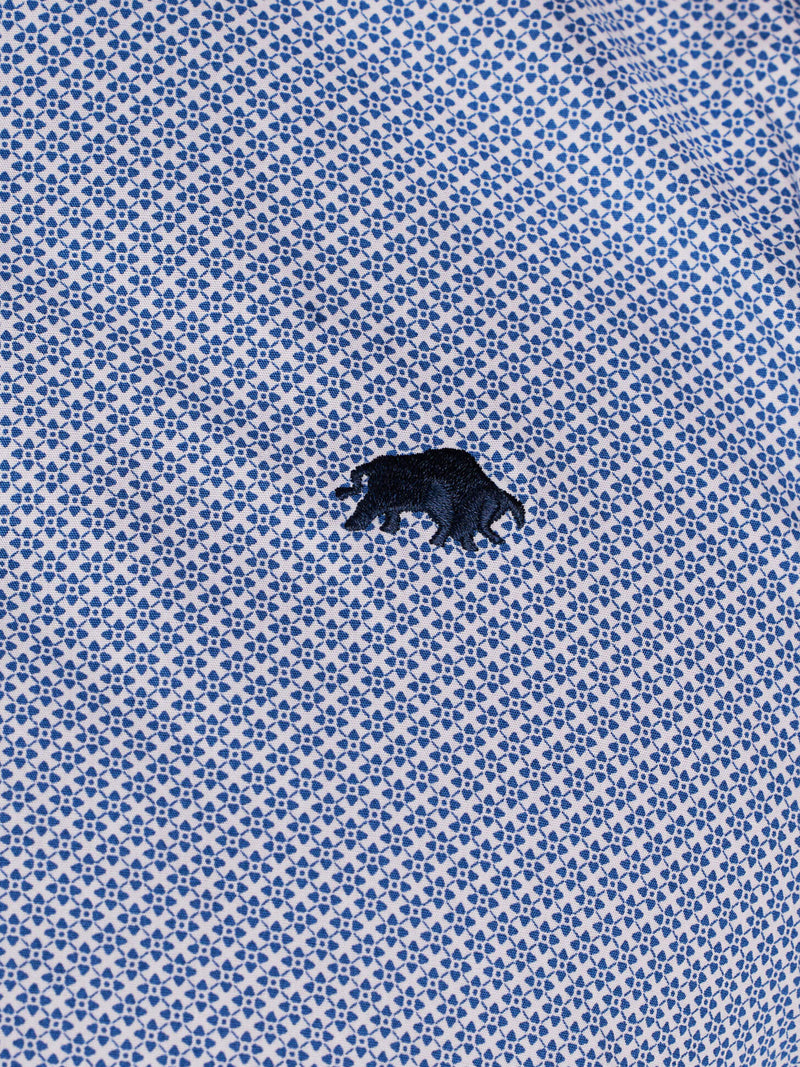 Long Sleeve Micro Geo Print Shirt - Mid Blue