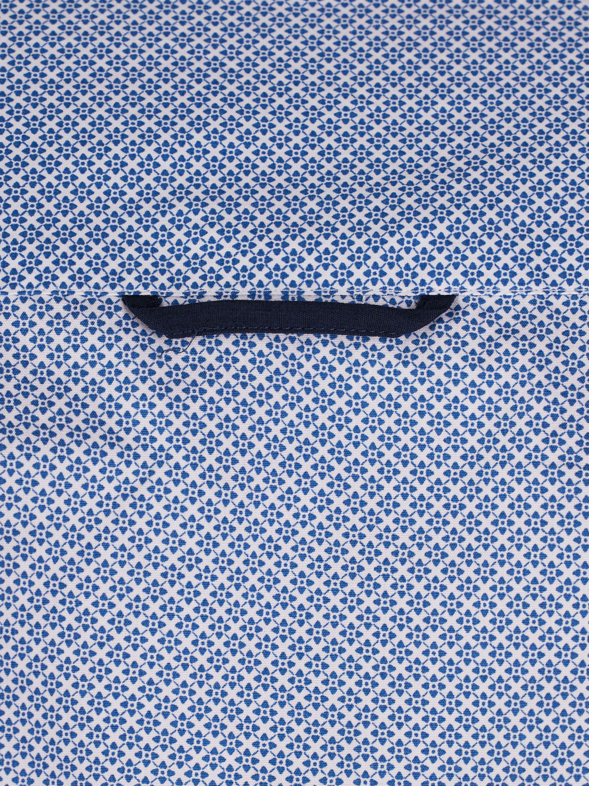 Long Sleeve Micro Geo Print Shirt - Mid Blue