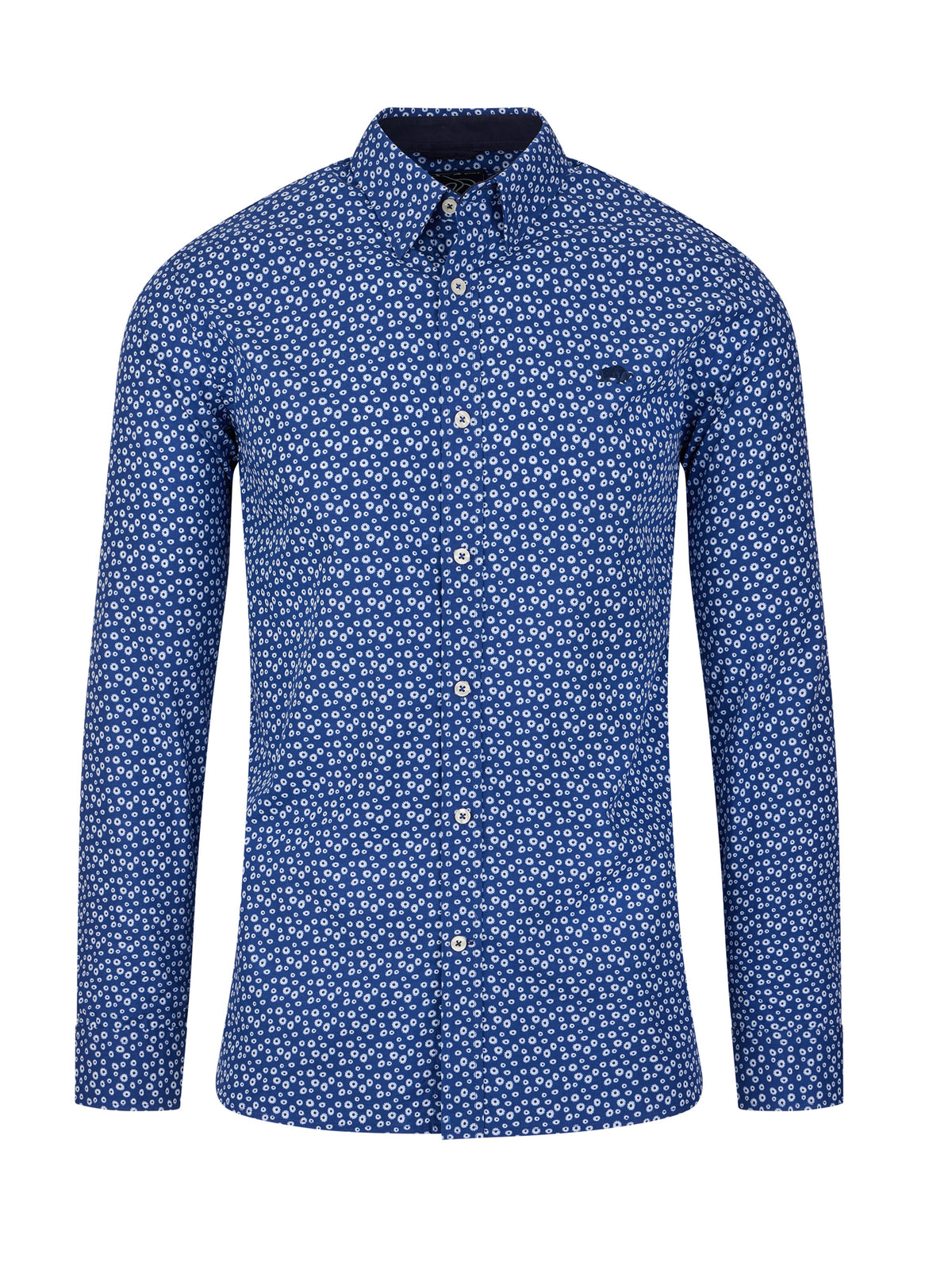 Long Sleeve Floral Print Shirt - Navy