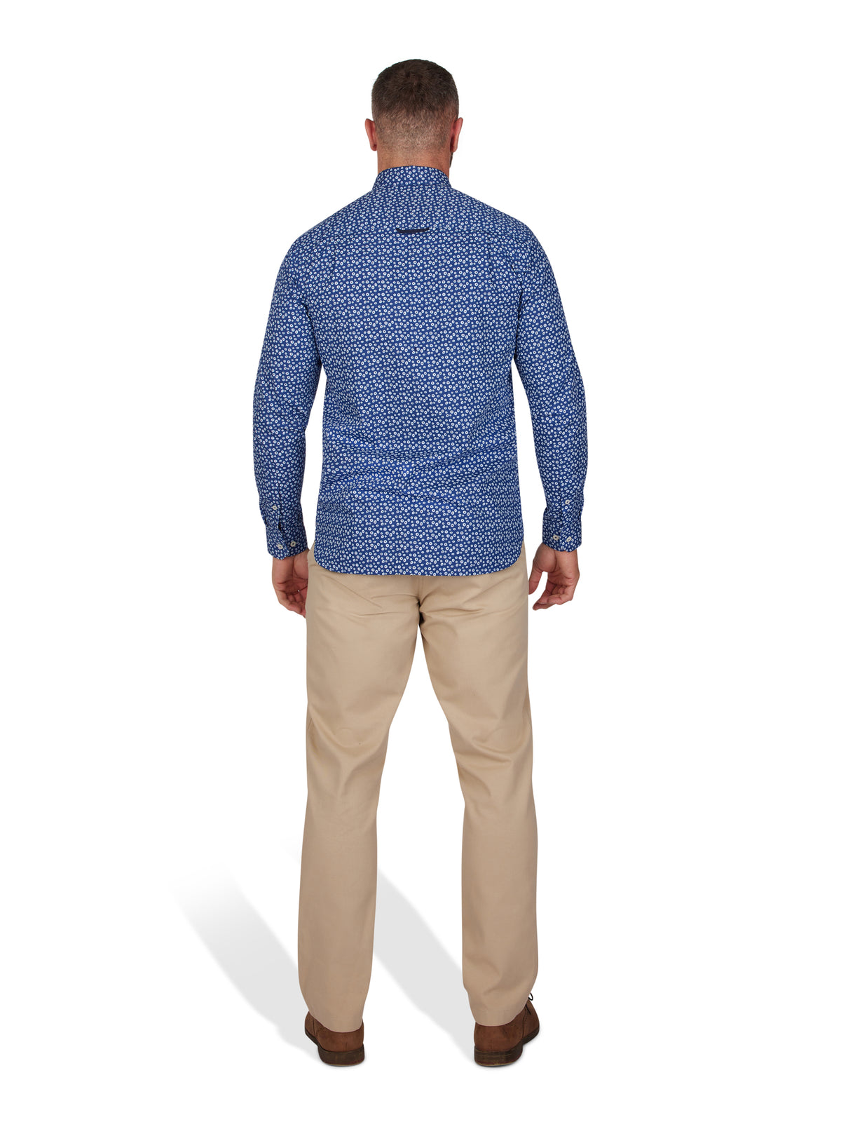 Long Sleeve Floral Print Shirt - Navy