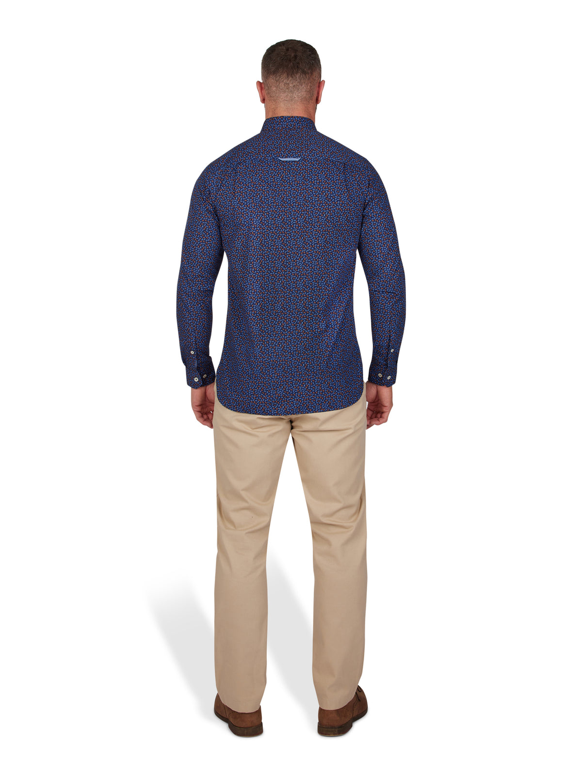 Long Sleeve Ditsy Floral Print Shirt - Navy
