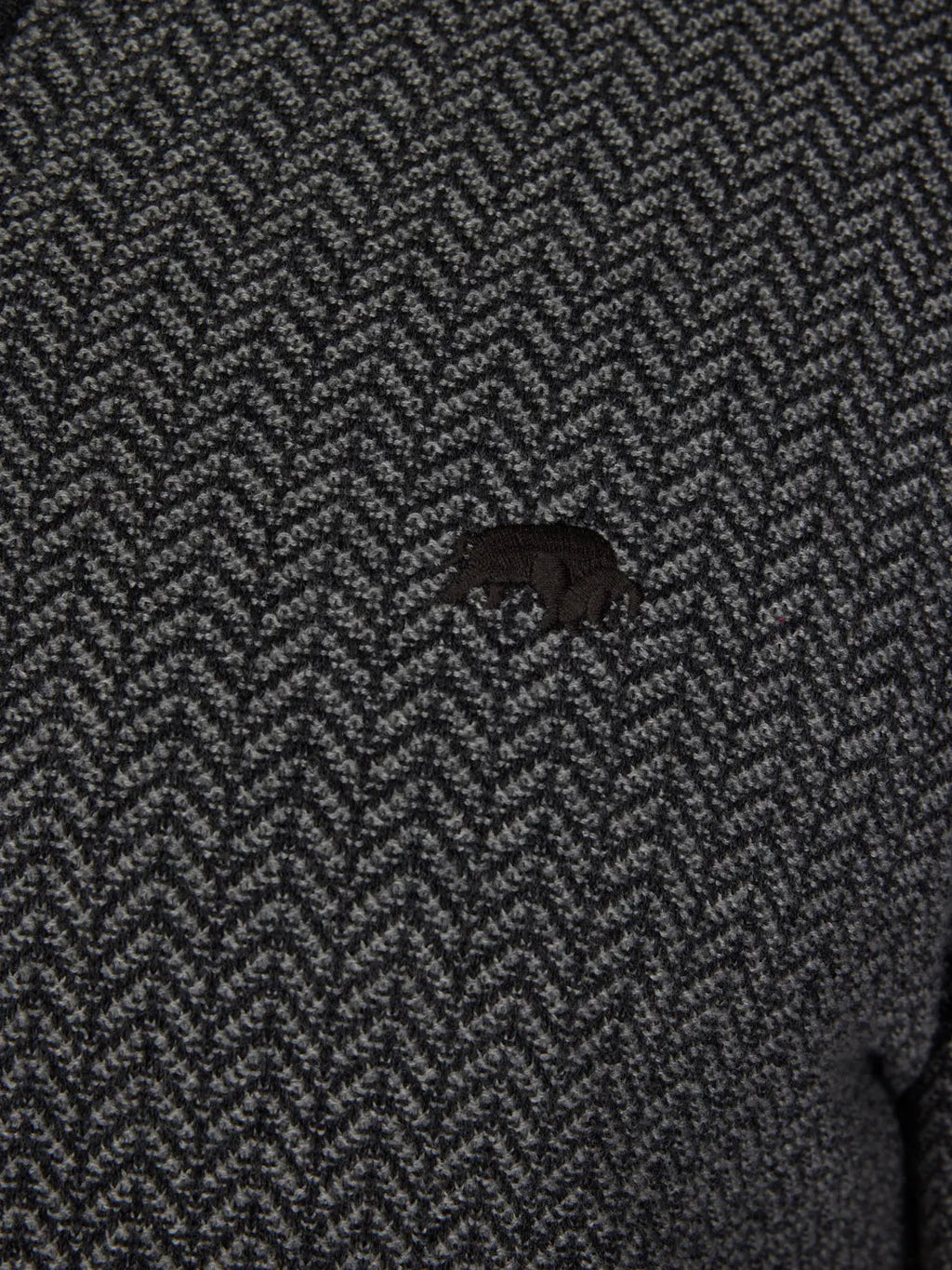 Herringbone Texture Quarter Zip Knit - Grey Marl