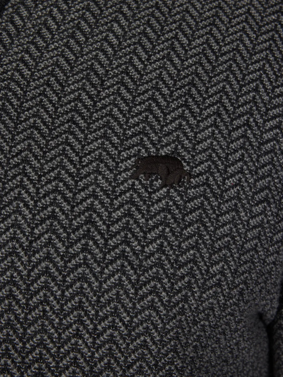 Herringbone Texture Quarter Zip Knit - Grey Marl