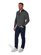 Herringbone Texture Quarter Zip Knit - Grey Marl