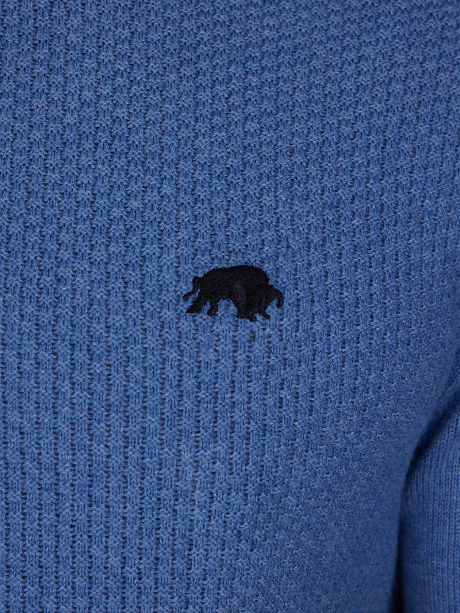Popcorn Texture Crew Knit - Denim Blue
