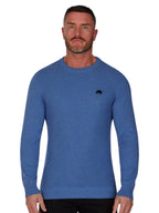 Popcorn Texture Crew Knit - Denim Blue
