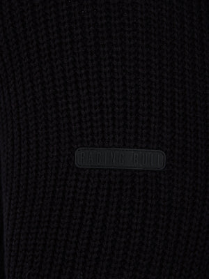 Long Sleeve Rib Texture Quarter Zip Knit - Black