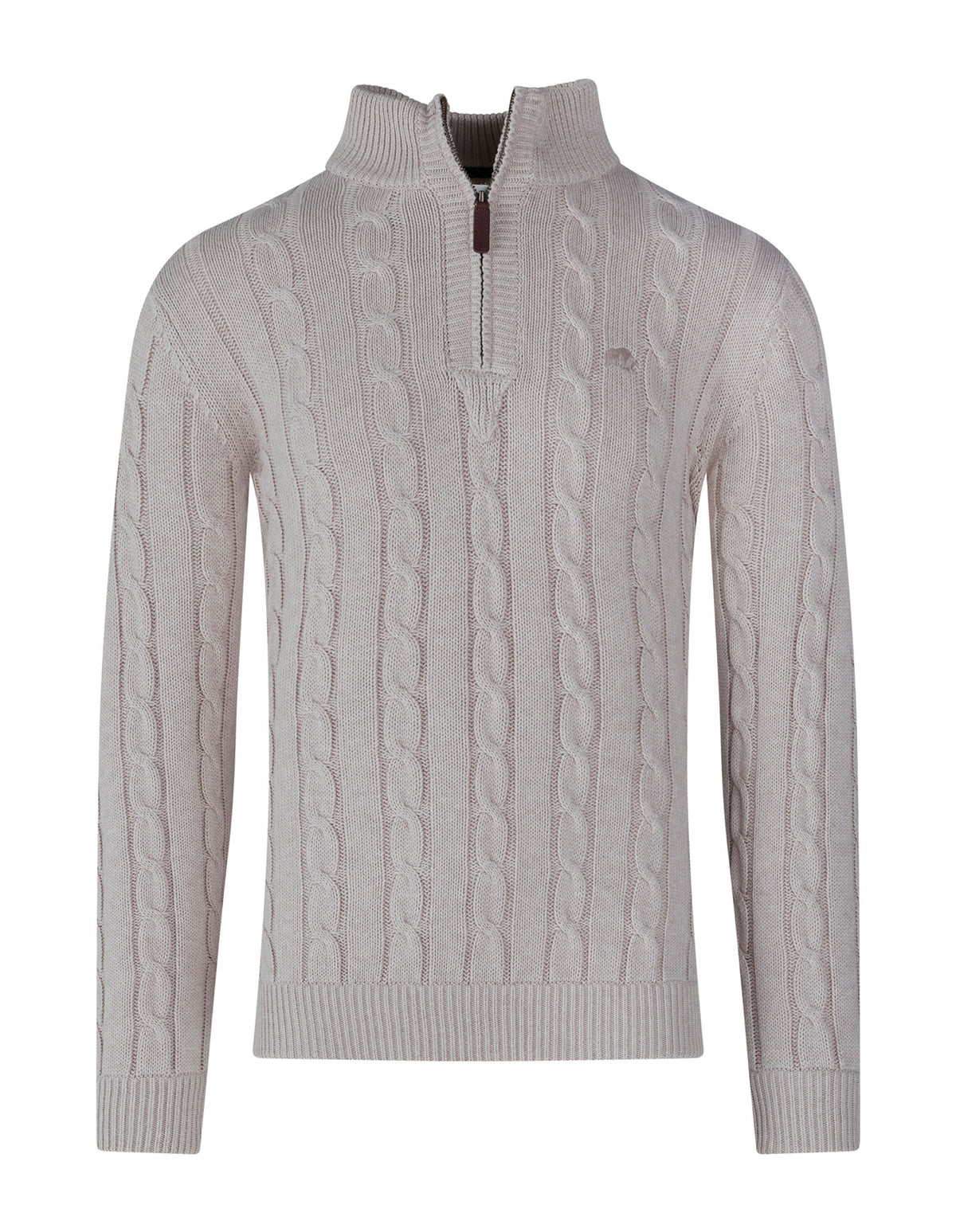 Chunky Cable Knit Quarter Zip - Oatmeal