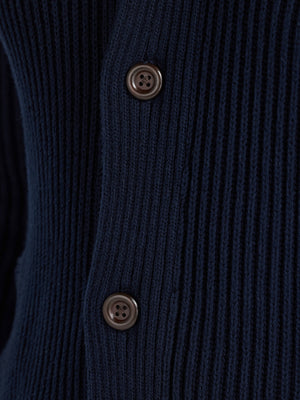 Button Up Shawl Cardigan - Navy