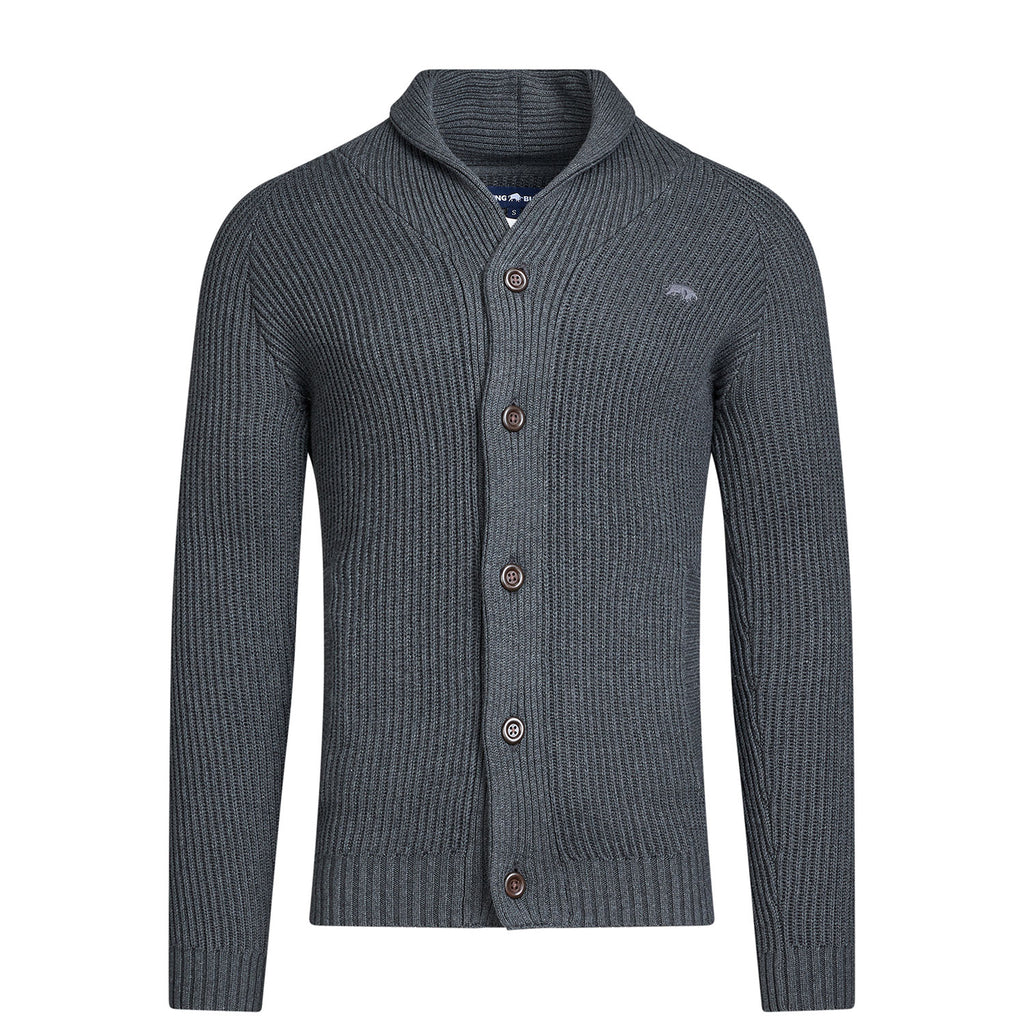 Button Up Shawl Cardigan - Dark Grey Marl